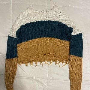 multicolored v-neck knit sweater